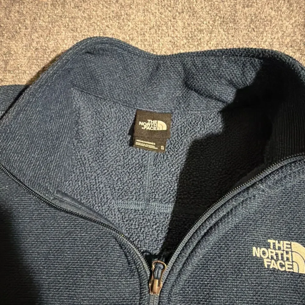 The North Face 1/4 Zip Fleece Pullover Jacket Mens Extra Large Blue Polyester
